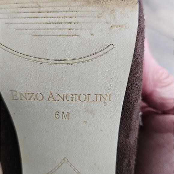 Enzo Angliolini Brown Suede Leather Strappy Buckle Detail Chunky Heel Shoes 6 - Picture 15 of 16
